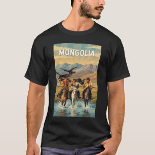 Mongolia Illustration Reise Kunst Vintage T-Shirt