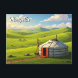 Mongolia Yurt Travel Postkarte<br><div class="desc">Die Mongolei ist ein riesiges Binnenland, eingebettet zwischen Russland und der China, bekannt für ihre weiten Steppen, schroffen Berge und nomadischen Traditionen, die seit Jahrhunderten bestehen. Die Mongolei wird oft als "Land des ewigen blauen Himmels" für ihren üppigen Sonnenschein bezeichnet und ist ein Ort, an dem das moderne Leben mit...</div>