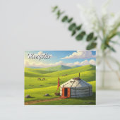 Mongolia Yurt Travel Postkarte (Stehend Vorderseite)