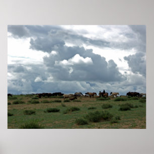 Mongolian Horses Poster