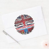 Mongolisch-britische Tree Roots Flag der Mongolei Runder Aufkleber (Umschlag)