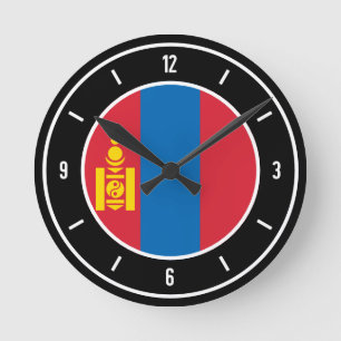 Mongolische Flagge Elegant Runde Wanduhr