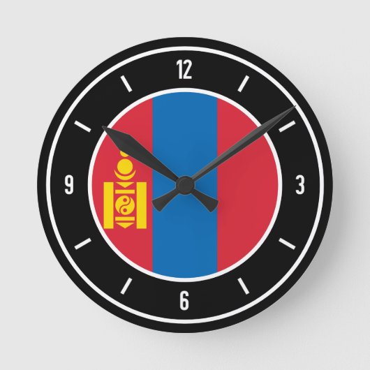 Mongolische Flagge Elegant Runde Wanduhr (Vorderseite)