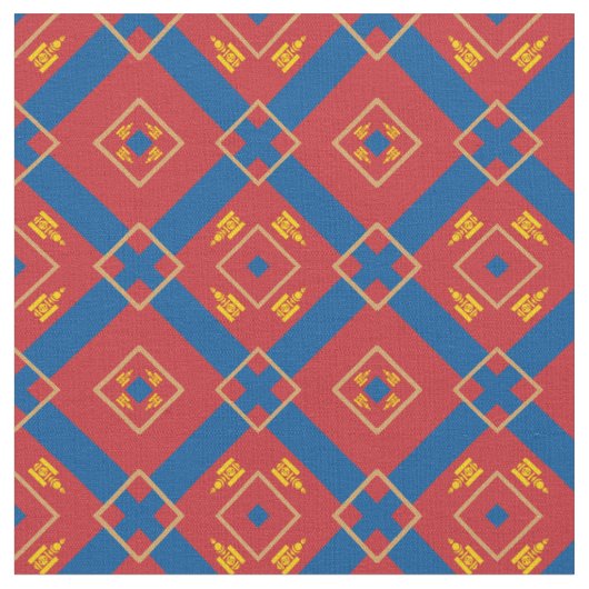 Mongolische Flagge & Mongolische Trendy Fabric Mod Stoff (Nahaufnahme)