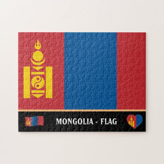 Mongolische Flagge & mongolisches Land / Mongolei Puzzle (Horizontal)