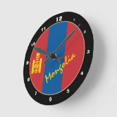 mongolische Flagge, patriotische mongolische Zuhau Runde Wanduhr (Winkel)