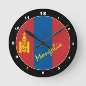 mongolische Flagge, patriotische mongolische Zuhau Runde Wanduhr (Vorderseite)