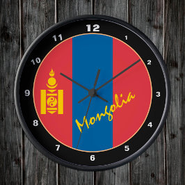 mongolische Flagge, patriotische mongolische Zuhau Runde Wanduhr