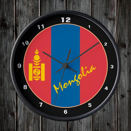 mongolische Flagge, patriotische mongolische Zuhau Runde Wanduhr