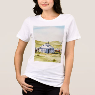 Mongolische Jurte Tri-Blend Shirt