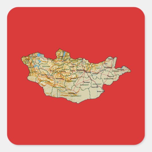 Mongolische Kartenaufkleber Quadratischer Aufkleber (Vorderseite)