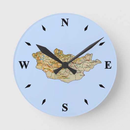 Mongolische Kartenuhr Runde Wanduhr (Vorderseite)