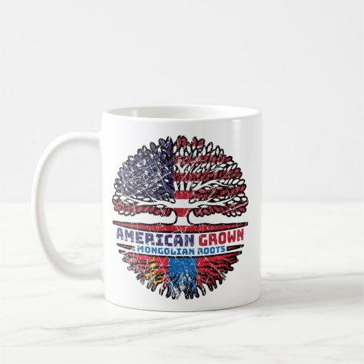 Mongolische Mongolei - USA Tree Roots Flag Kaffeetasse (Links)