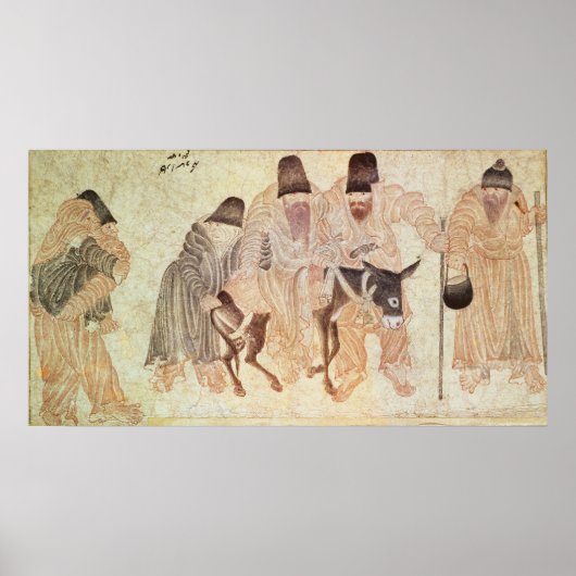 Mongolische Nomaden mit Esel aus dem 15. Jahrhunde Poster (Vorne)
