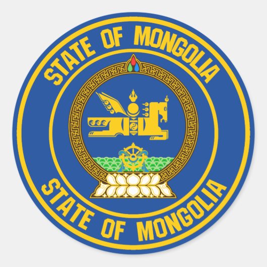 Mongolische RundEmblem Runder Aufkleber (Vorderseite)
