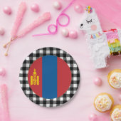 Mongolische Tafel, Büffel kariert und mongolische  Pappteller (Party)