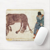 Mongolischer Nomade, der sein Pferd zum Wasser Mousepad (Mit Mouse)