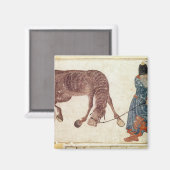 Mongolischer Nomade, der sein Pferd zum Wasser nim Magnet (Vorderseite/Rückseite)