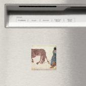 Mongolischer Nomade, der sein Pferd zum Wasser nim Magnet (In Situ (Geschirrspüler))