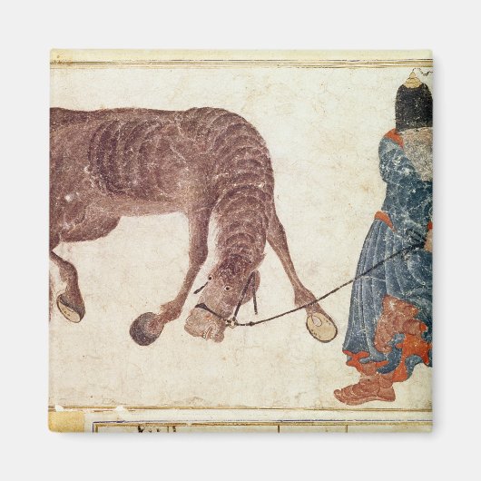 Mongolischer Nomade, der sein Pferd zum Wasser nim Magnet (Vorne)