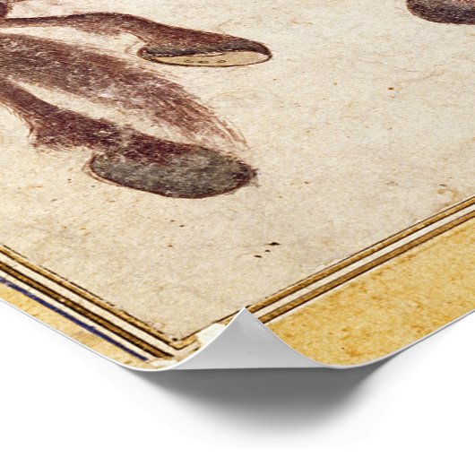 Mongolischer Nomade, der sein Pferd zum Wasser nim Poster (Ecke)