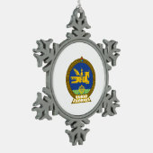 Mongolisches Emblem Schneeflocken Zinn-Ornament (Links)