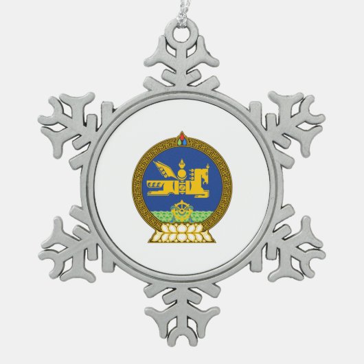 Mongolisches Emblem Schneeflocken Zinn-Ornament (Vorderseite)