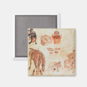 mongolisches nomadisches Lager, 15. Jahrhundert Magnet (Vorderseite/Rückseite)