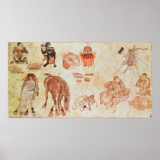 mongolisches nomadisches Lager, 15. Jahrhundert Poster (Vorne)