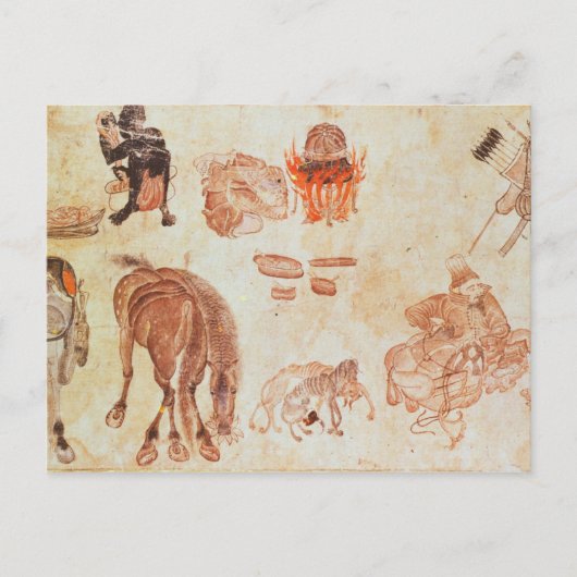 mongolisches nomadisches Lager, 15. Jahrhundert Postkarte (Vorderseite)