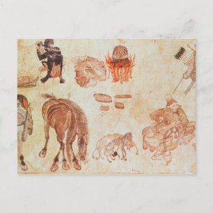 mongolisches nomadisches Lager, 15. Jahrhundert Postkarte