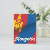 Mongolisches Vintages Reiseplakat Postkarte (Stehend Vorderseite)