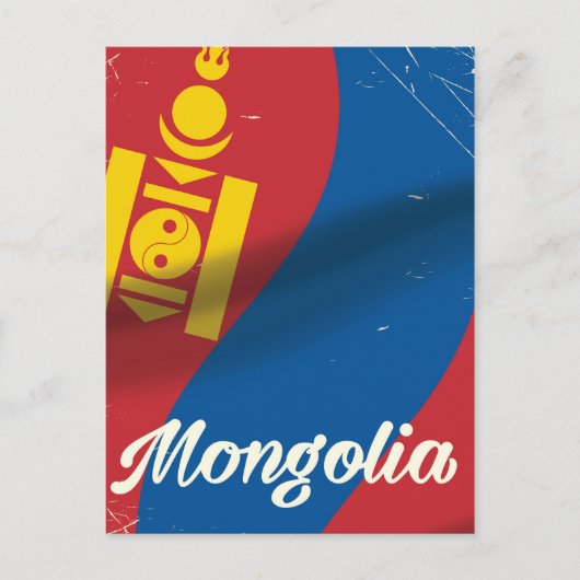 Mongolisches Vintages Reiseplakat Postkarte (Vorderseite)