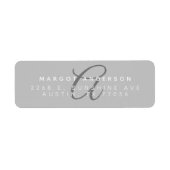 Mongoram Chic | Stilvolle Script Gray Rücksendeadr (Vorne)