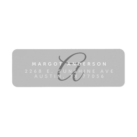 Mongoram Chic | Stilvolle Script Gray Rücksendeadr (Vorne)