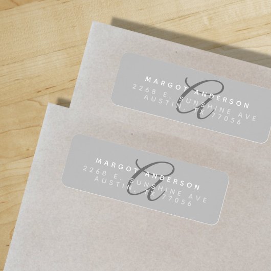 Mongoram Chic | Stilvolle Script Gray Rücksendeadr