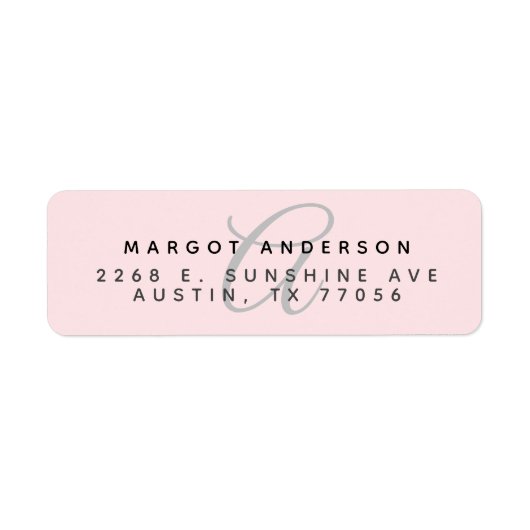 Mongoram Chic Stilvolle Script Rosa Rücksendeadres (Vorne)