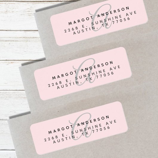 Mongoram Chic Stilvolle Script Rosa Rücksendeadres