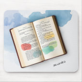 Mongram alte Buchdarstellung Watercolor Mousepad (Vorne)