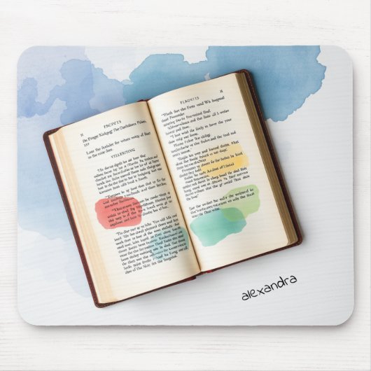 Mongram alte Buchdarstellung Watercolor Mousepad (Vorne)