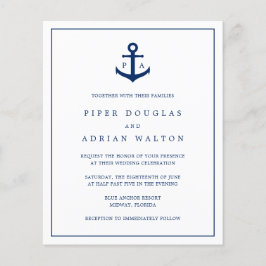 Mongram Anchor Nautical Budget Einladung Flyer