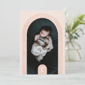 Mongram Arch Foto Birth Announccard Einladung (Stehend Vorderseite)