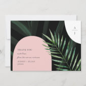 Mongram Arches Tropical Wedding Foto Dankeskarte (Vorderseite)