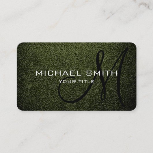 Mongram Army Green Leather Look Visitenkarte (Vorderseite)