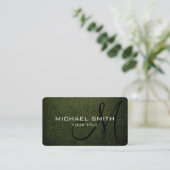 Mongram Army Green Leather Look Visitenkarte (Stehend Vorderseite)