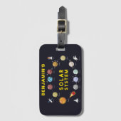 Mongram Astronaut Kids Fun des Sonnensystems Gepäckanhänger (Vorderseite Vertikal)