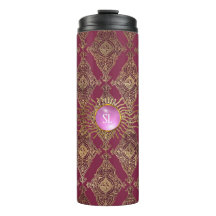 Mongram aus Burgund und Gold Paris Edelstein