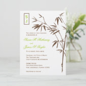 Mongram Bamboo Hochzeitseinladungen| Braun Einladung (Stehend Vorderseite)