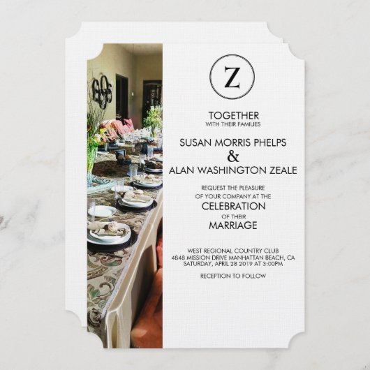 Mongram Bankett-Tisch Hochzeitsempfang Einladung (Vorne/Hinten)
