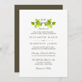 Mongram Birch Tree Branch Wedding Einladung (Vorne/Hinten)
